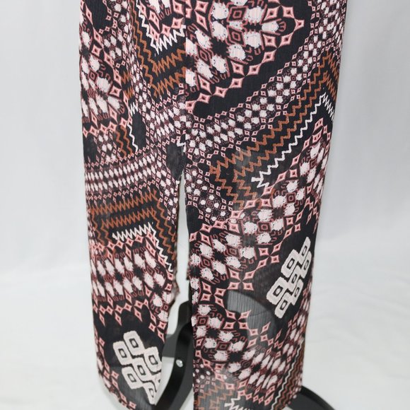 Express BOHO Brown & White Geometric Maxi Skirt w/Slits Medium NWOT - Picture 5 of 5